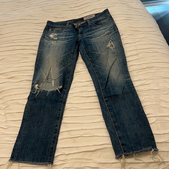WOMENS AG jeans the stilt crop cigarette crop ripped jeans in 26 - Picture 1 of 8
